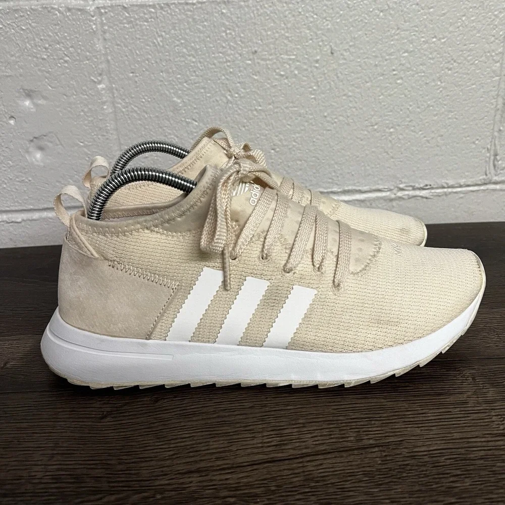 Adidas Womens Originals Flashback Tennis Shoes Beige BY9642 Lace Up Low Top 10 M